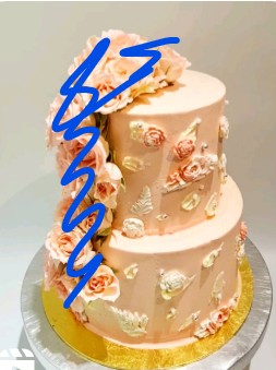 Special Order 4&6" White floral on peach colour cake