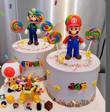 Special Order 6" x 2 for Mario theme  & 56  Edible Print Cupcakes