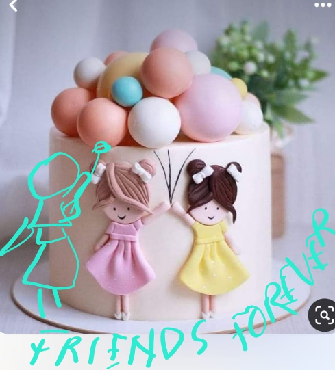 Special Orders 6" 3 Girls balloons Friends forever and 20 pcs of pastel macarons