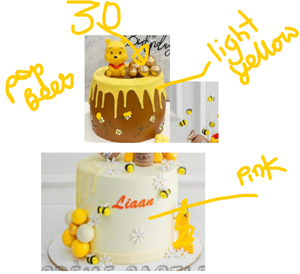 Special Order Pooh with toys 5&7" with Pooh Macarons
