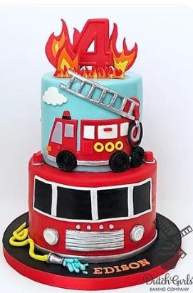 Special Order Fire Engine 2 Tier Cake Promo set
