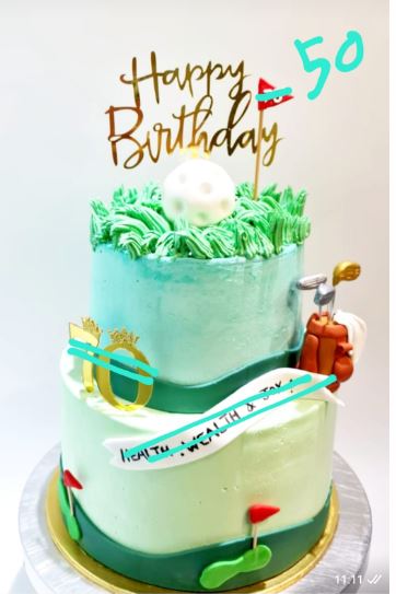 Special Order Golf 2 tier Message pulling cake