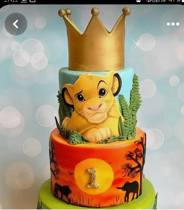Special Order Simba Lion 8 & 10" cake with 100 mini cupcakes