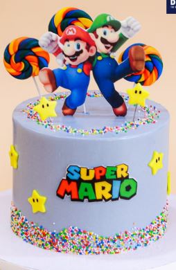 Special order Mario Cake 5& 7"  with toy figurine Promo set