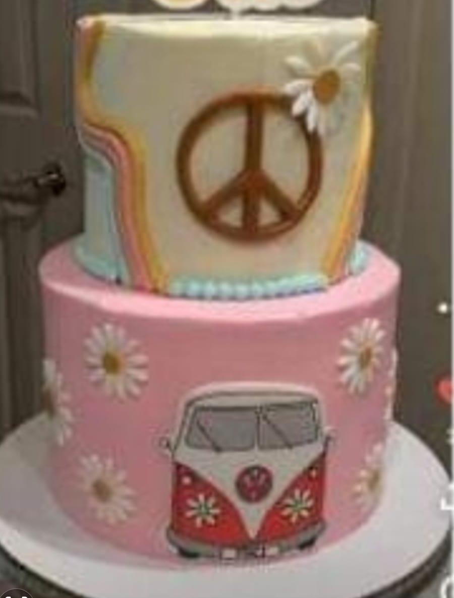 Special Order for 2 tier 6&8" Cake Promo Set Peace, Floral and Van