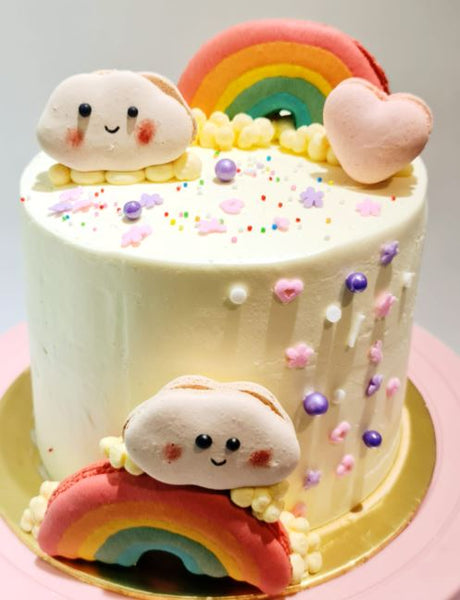 Rainbow & Cloud Macaron Cake