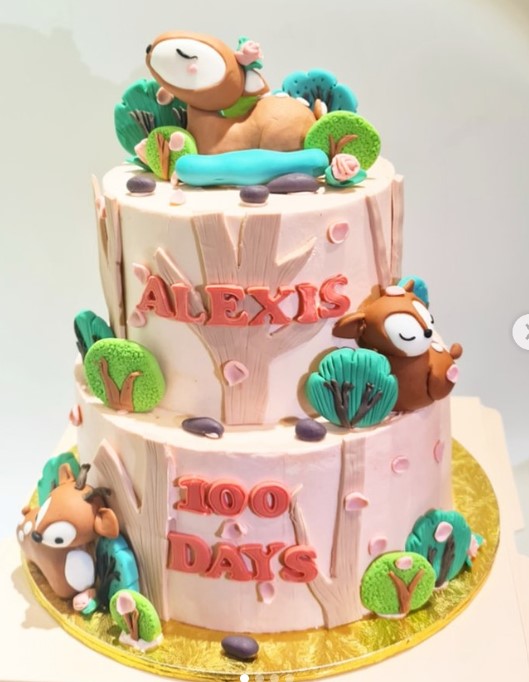 Special order 2 Tier Deers forest cake 6&8" Lychee Rose